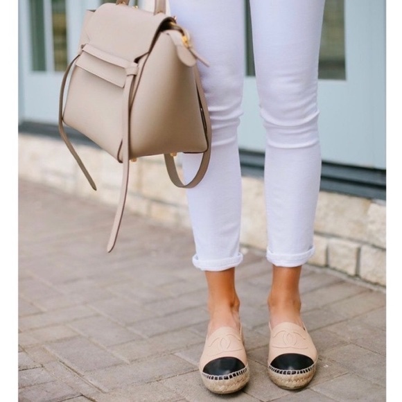 💚CHANEL Espadrille Flats Cap Toe Tan Black - Picture 5 of 16